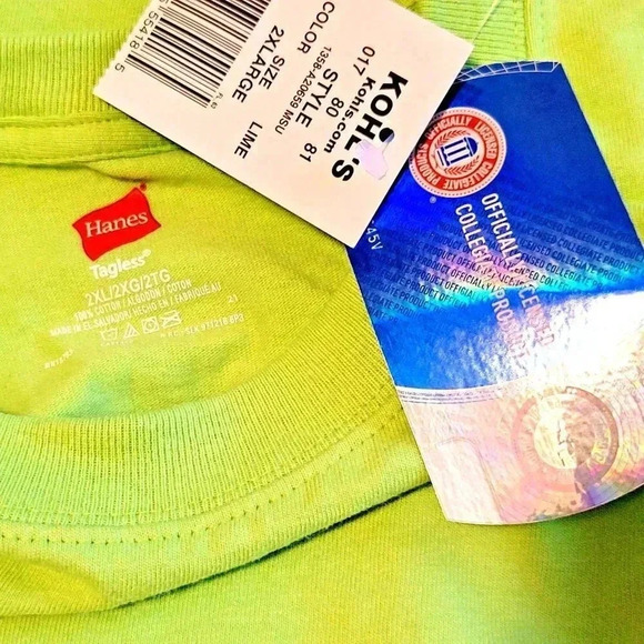 MSU Michigan State Spartans T-Shirt 2XL NWT Unisex Neon Green Sparty 100% Cotton - Picture 3 of 3